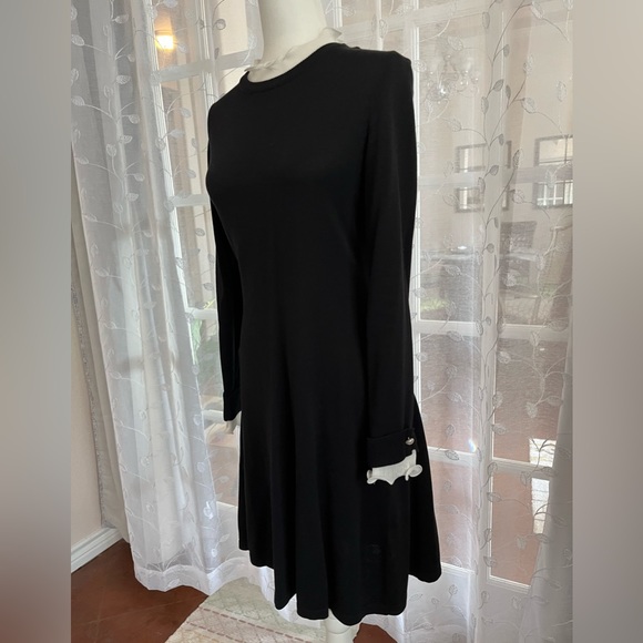 CeCe Women's Ruffle Collar & Sleeve Pearl Trim Sweater Dress - Picture 9 of 12